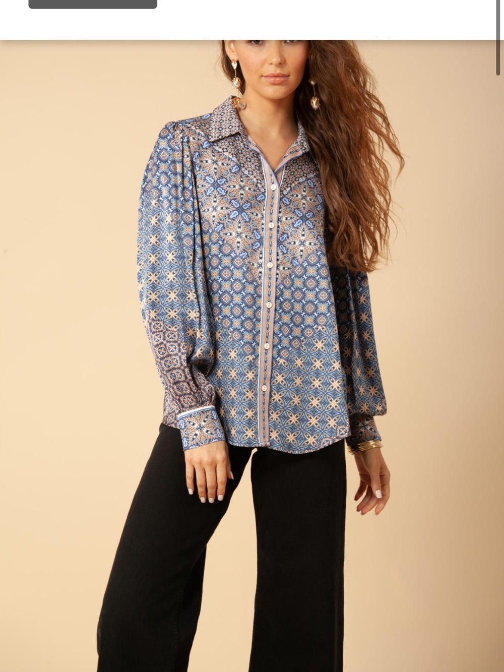 NWT hale bob jaya twill shirt in precious metals